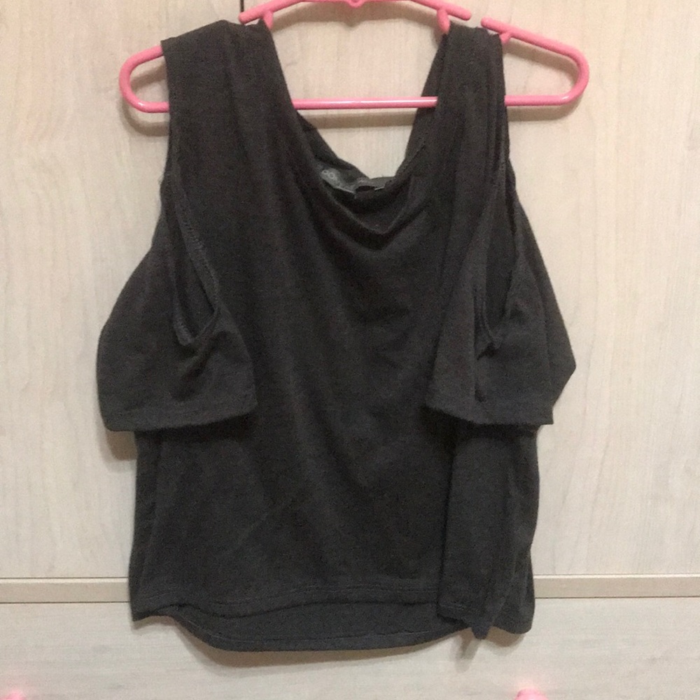 off the shoulder grey crop top